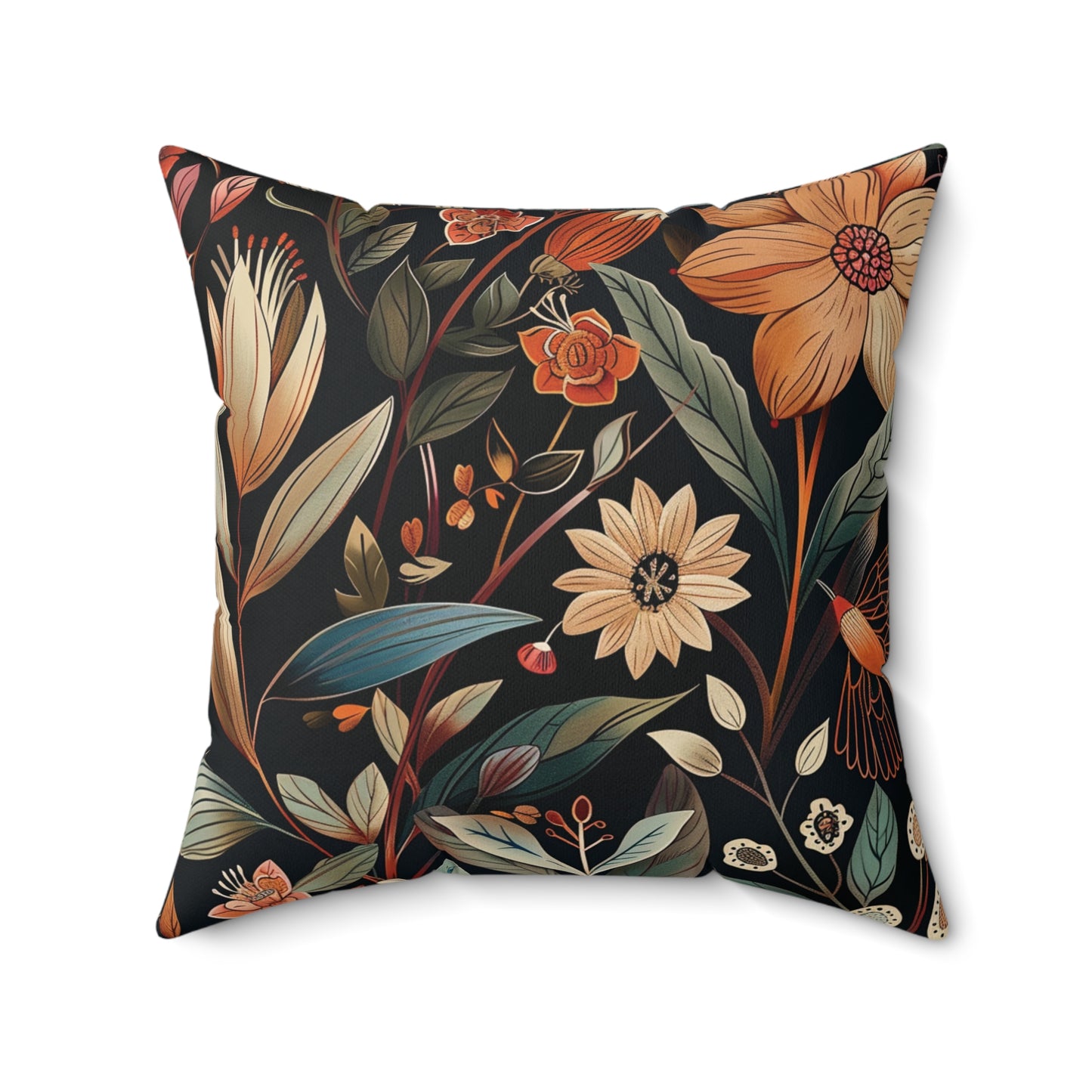 William Morris Style Square Pillow with Barn Owl Design, insert included - Homevalley.co.uk