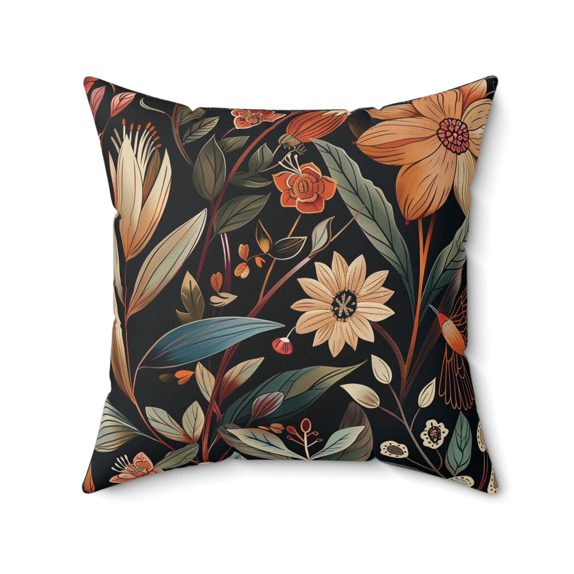 William Morris Style Square Pillow with Barn Owl Design, insert included - Homevalley.co.uk