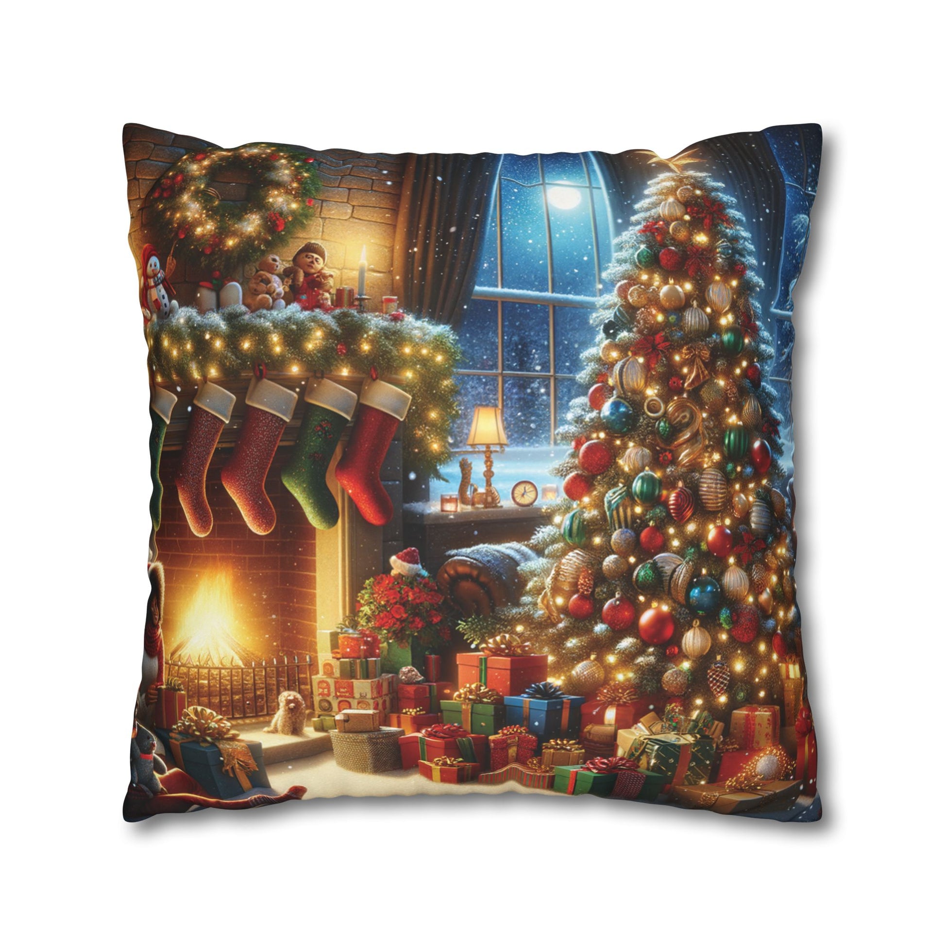 Christmas Square Pillowcase, Holiday Cushion Cover, Festive Throw Pillow, Xmas Decor, Home Decor Gift - Homevalley.co.uk