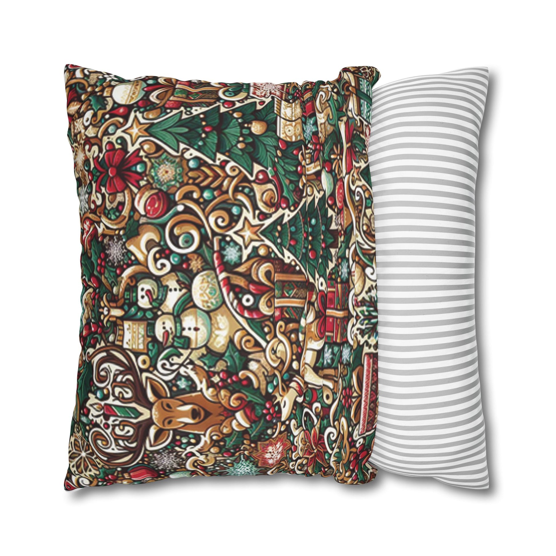 Christmas Square Pillowcase, Holiday Cushion Cover, Festive Throw Pillow, Xmas Decor, Home Decor Gift - Homevalley.co.uk