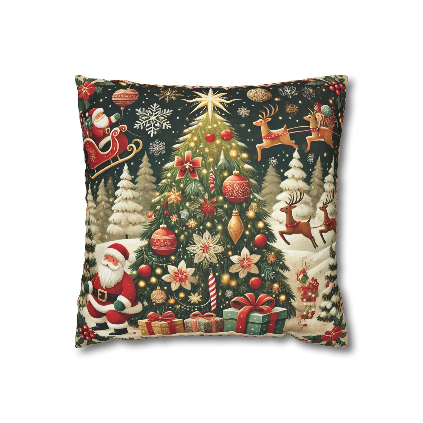 Christmas Square Pillowcase, Holiday Cushion Cover, Festive Throw Pillow, Xmas Decor, Home Decor Gift - Homevalley.co.uk