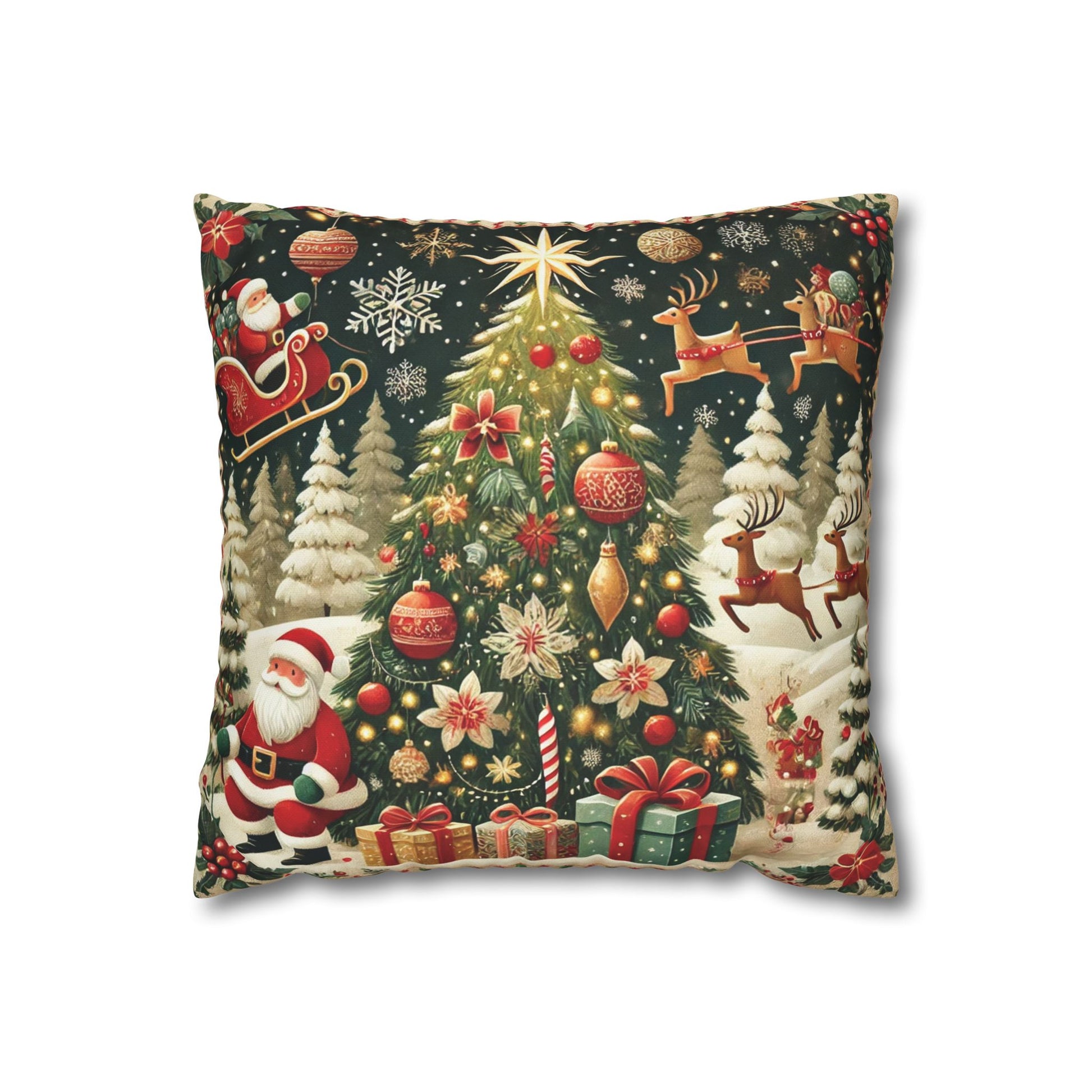 Christmas Square Pillowcase, Holiday Cushion Cover, Festive Throw Pillow, Xmas Decor, Home Decor Gift - Homevalley.co.uk