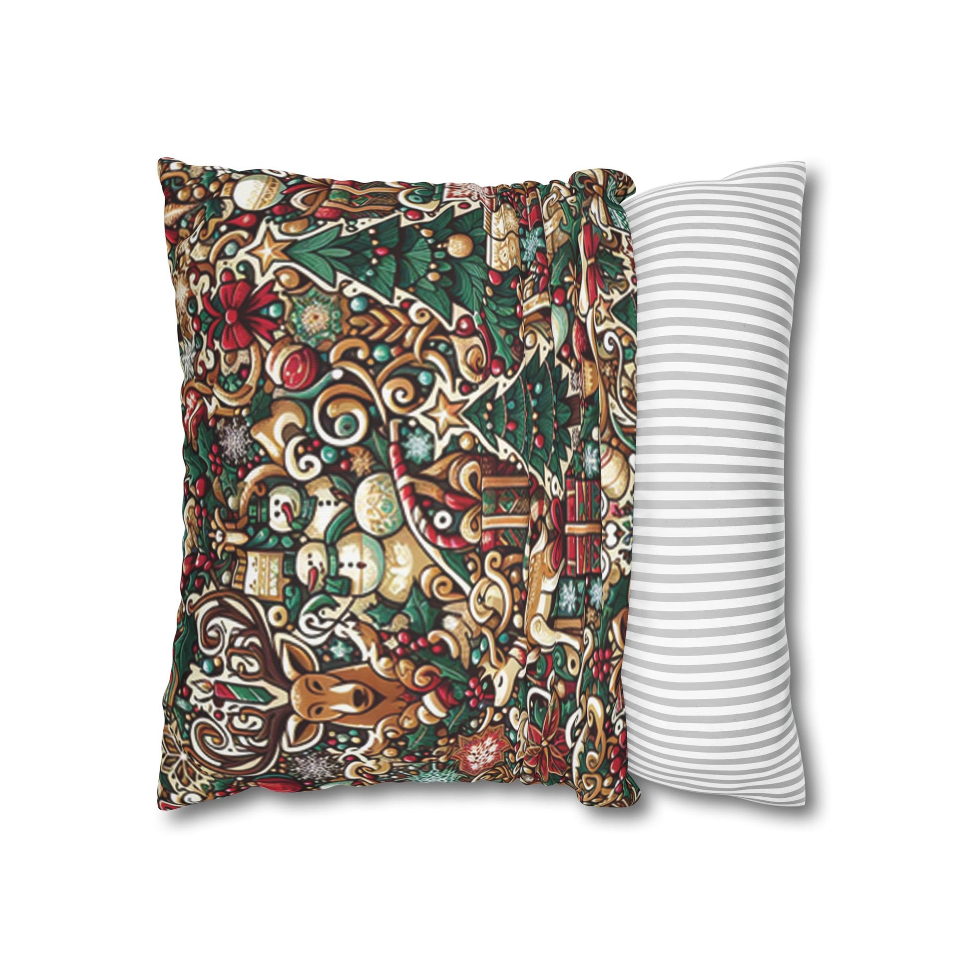 Christmas Square Pillowcase, Holiday Cushion Cover, Festive Throw Pillow, Xmas Decor, Home Decor Gift - Homevalley.co.uk