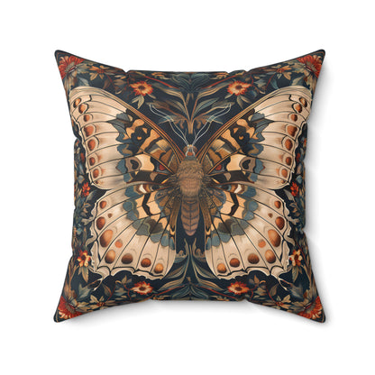 Butterfly Design Square Pillow, Butterflies and Flowers, insert included - Homevalley.co.uk