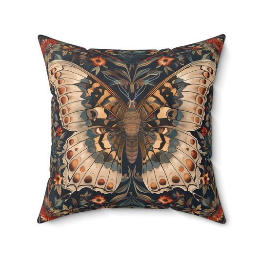 Butterfly Design Square Pillow, Butterflies and Flowers, insert included - Homevalley.co.uk