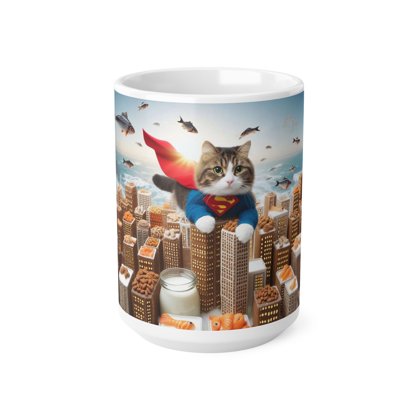 Super Man, Super Cat, Funny Cat Coffee Mug, Funny Pets Coffee Cup, 11oz, 15oz - Homevalley.co.uk