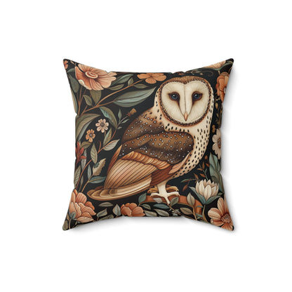William Morris Style Square Pillow with Barn Owl Design, insert included - Homevalley.co.uk