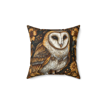 William Morris Style Square Pillow with Barn Owl Design, insert included - Homevalley.co.uk