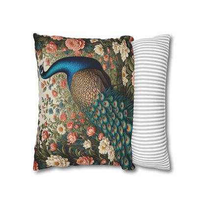 Enchanting Peacock William Morris Style Square Pillow, Throw Pillow Peacock Design, Decorate with Magic - Homevalley.co.uk