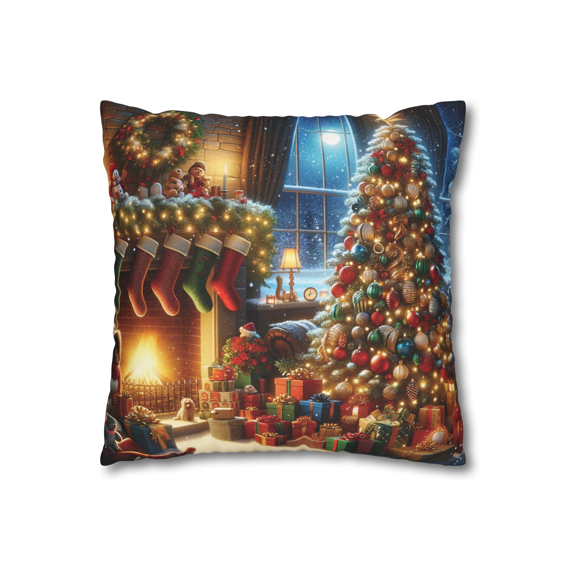 Christmas Square Pillowcase, Holiday Cushion Cover, Festive Throw Pillow, Xmas Decor, Home Decor Gift - Homevalley.co.uk