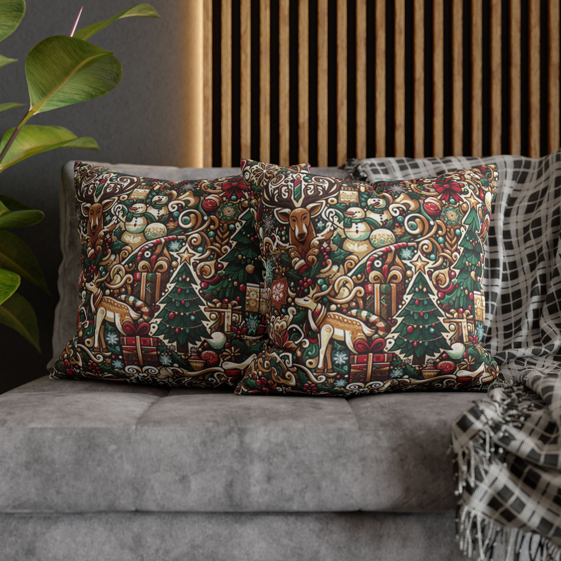 Christmas Square Pillowcase, Holiday Cushion Cover, Festive Throw Pillow, Xmas Decor, Home Decor Gift - Homevalley.co.uk