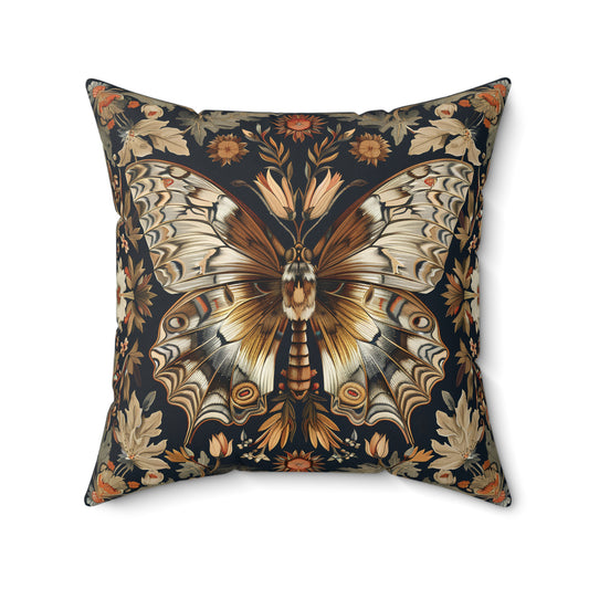 Butterfly Design Square Pillow, Butterflies and Flowers, insert included - Homevalley.co.uk