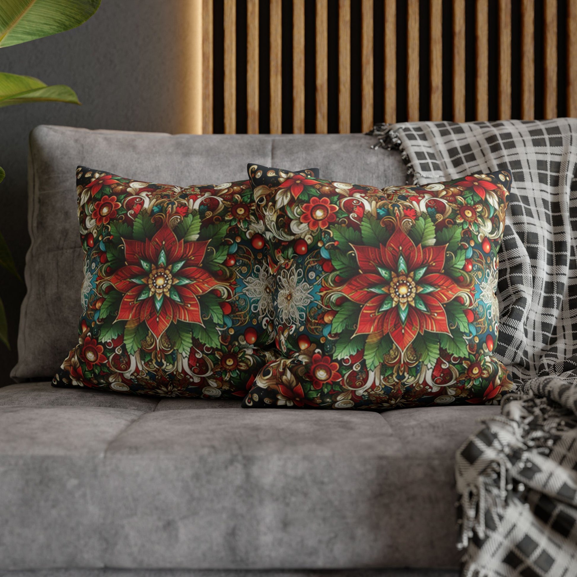 Christmas Square Pillowcase, Holiday Cushion Cover, Festive Throw Pillow, Xmas Decor, Home Decor Gift - Homevalley.co.uk
