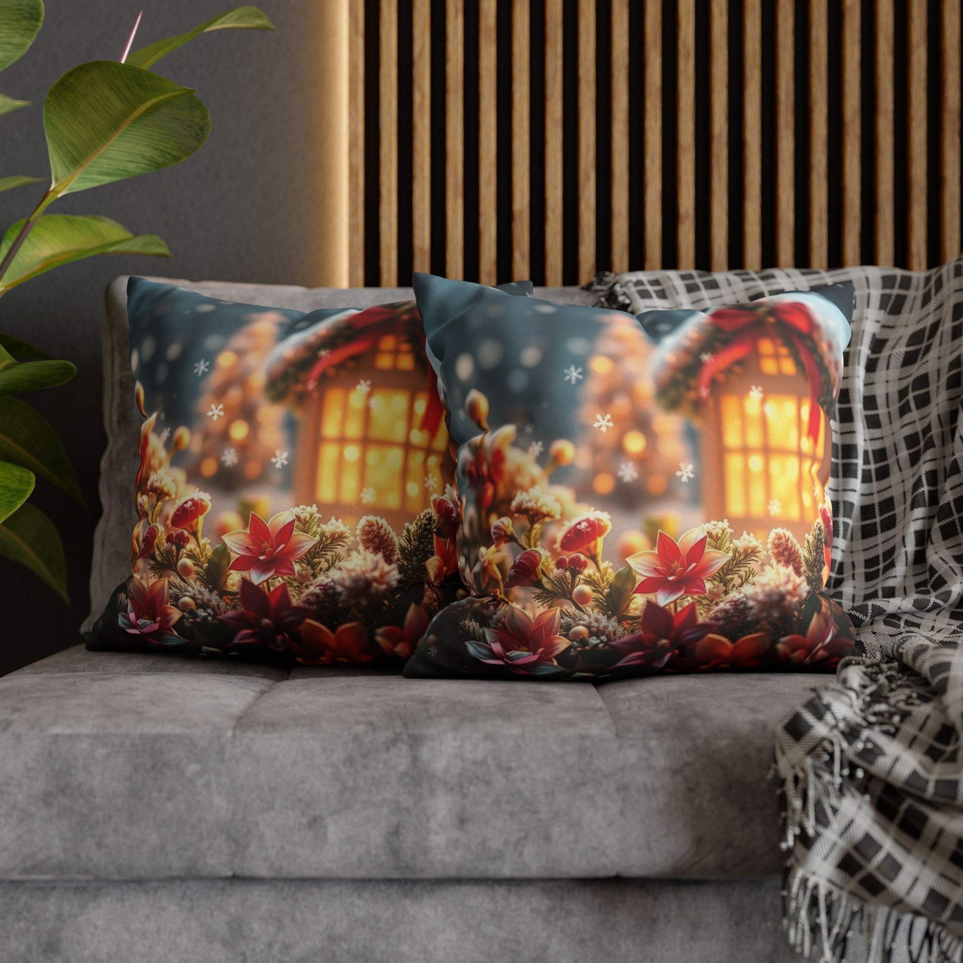 Christmas Square Pillowcase, Holiday Cushion Cover, Festive Throw Pillow, Xmas Decor, Home Decor Gift - Homevalley.co.uk
