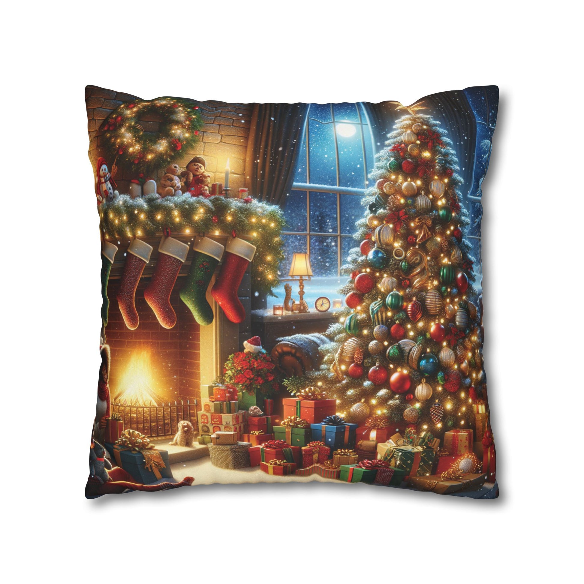Christmas Square Pillowcase, Holiday Cushion Cover, Festive Throw Pillow, Xmas Decor, Home Decor Gift - Homevalley.co.uk