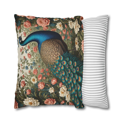 Enchanting Peacock William Morris Style Square Pillow, Throw Pillow Peacock Design, Decorate with Magic - Homevalley.co.uk