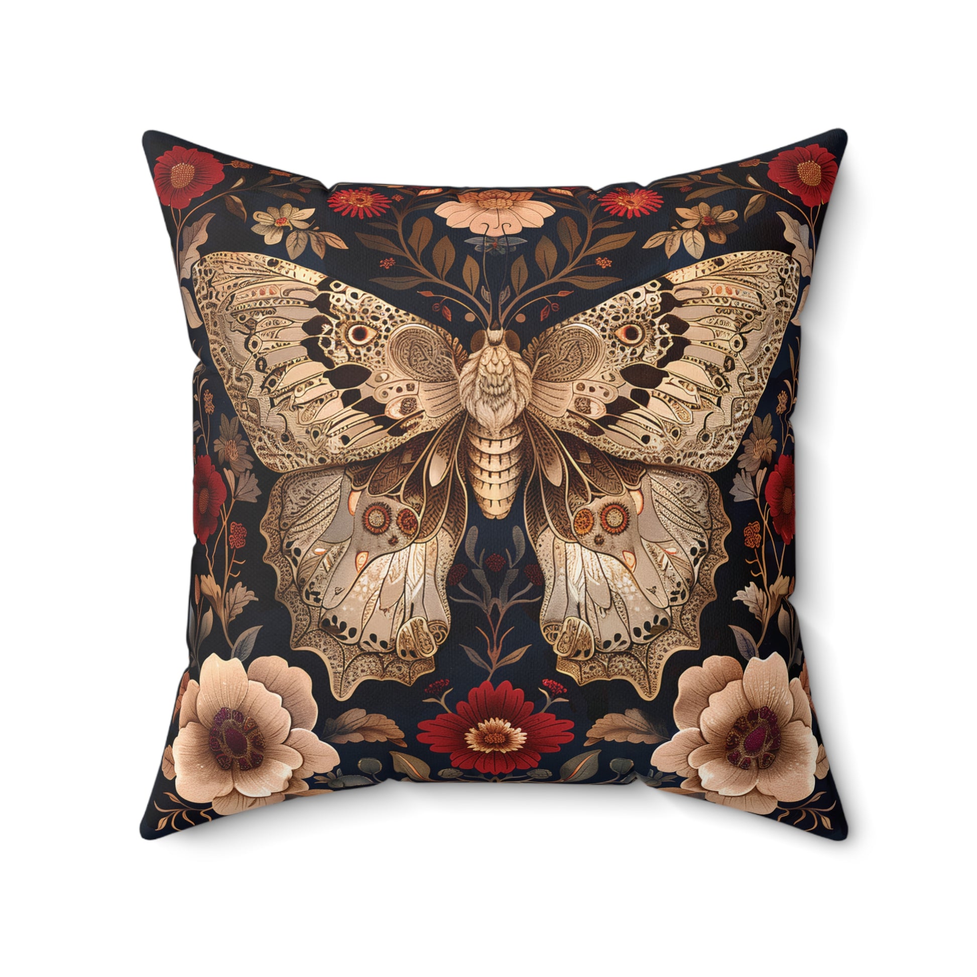 Butterfly Design Square Pillow, Butterflies and Flowers, insert included - Homevalley.co.uk