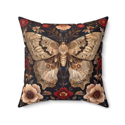 Butterfly Design Square Pillow, Butterflies and Flowers, insert included - Homevalley.co.uk