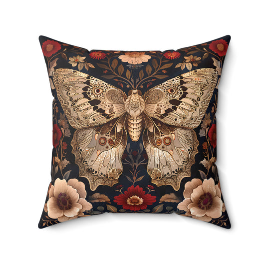 Butterfly Design Square Pillow, Butterflies and Flowers, insert included - Homevalley.co.uk