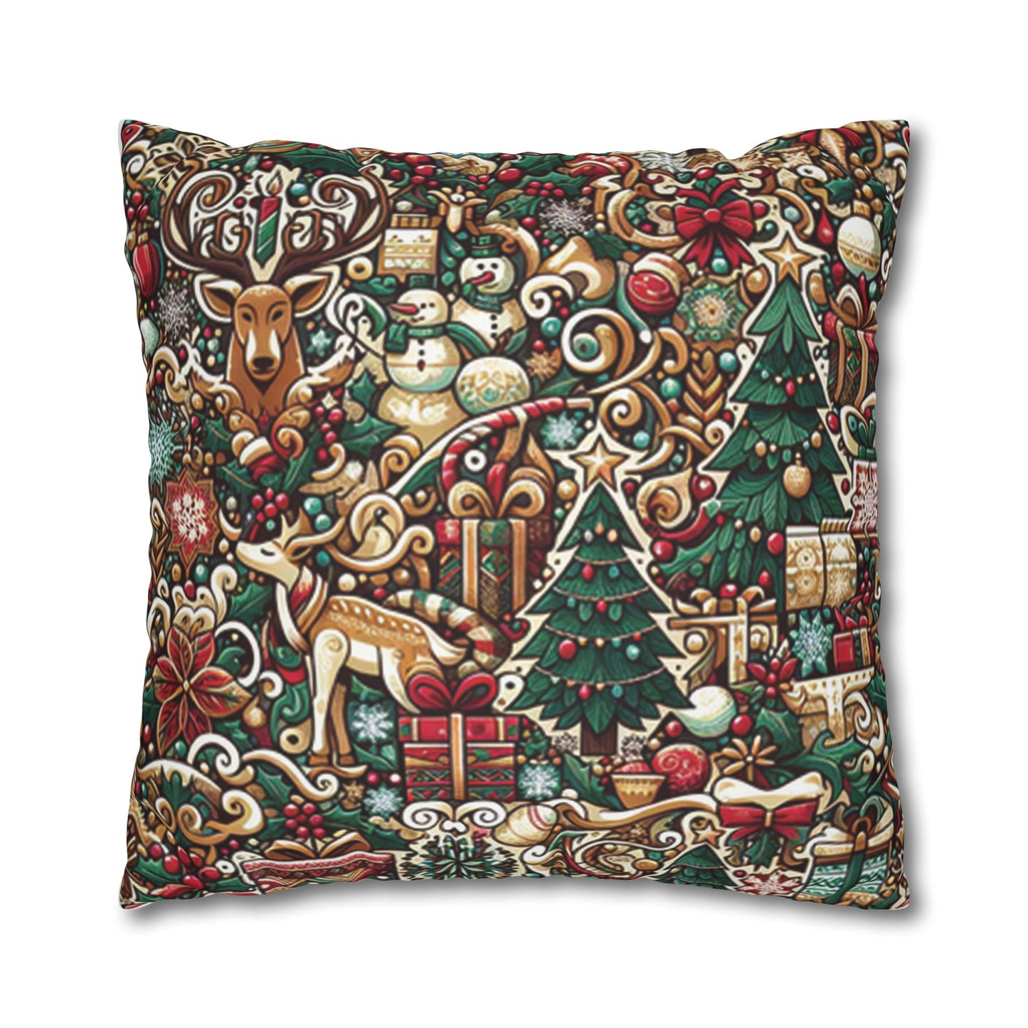Christmas Square Pillowcase, Holiday Cushion Cover, Festive Throw Pillow, Xmas Decor, Home Decor Gift - Homevalley.co.uk