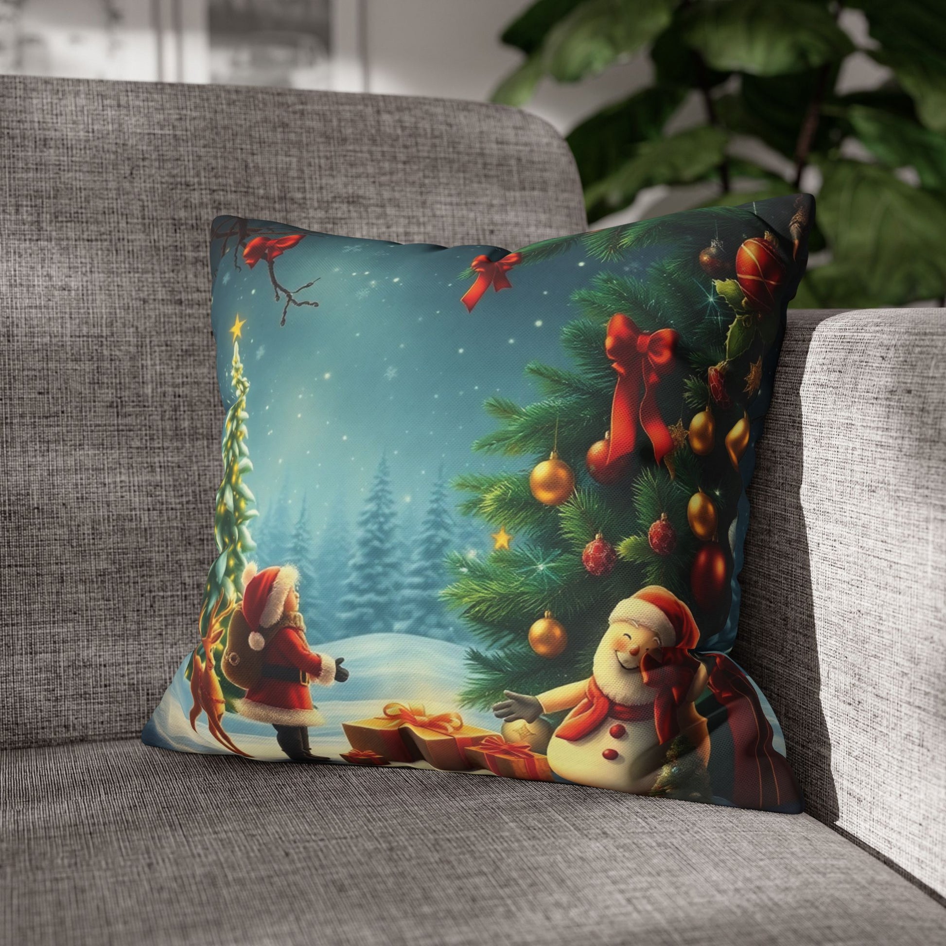 Christmas Square Pillowcase, Holiday Cushion Cover, Festive Throw Pillow, Xmas Decor, Home Decor Gift - Homevalley.co.uk