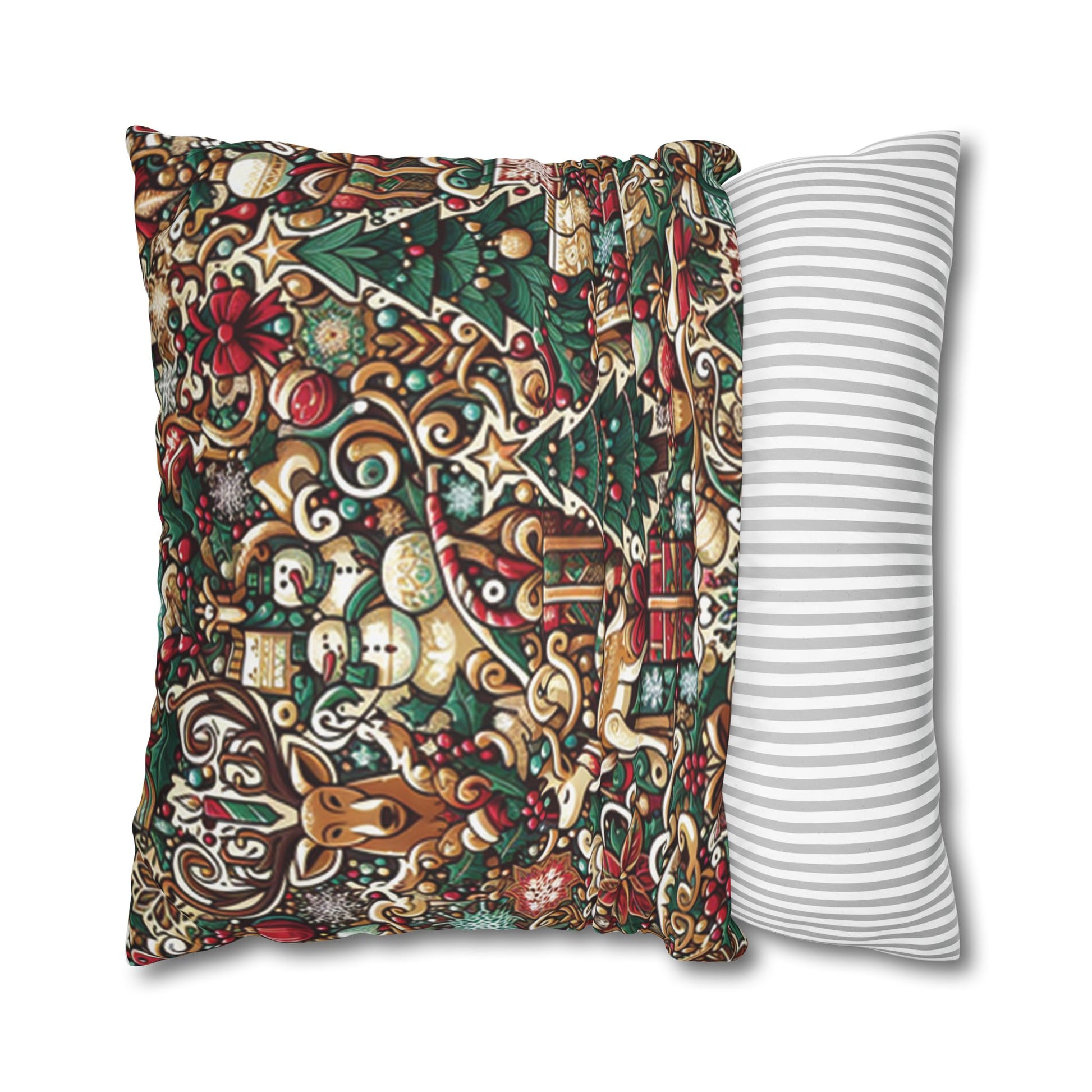 Christmas Square Pillowcase, Holiday Cushion Cover, Festive Throw Pillow, Xmas Decor, Home Decor Gift - Homevalley.co.uk
