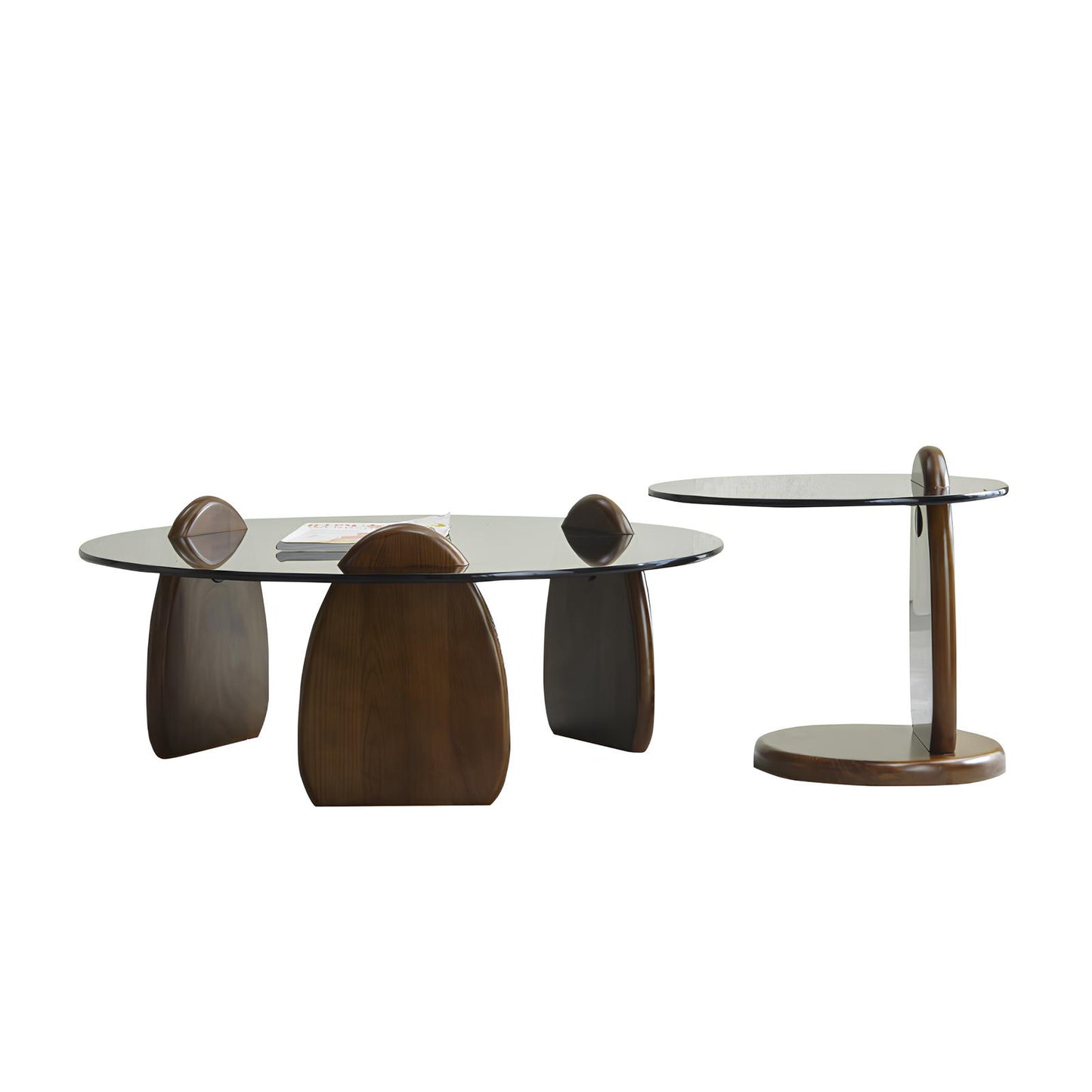 Minimalist Style Black Tempered Glass Round Coffee Table - Homevalley.co.uk