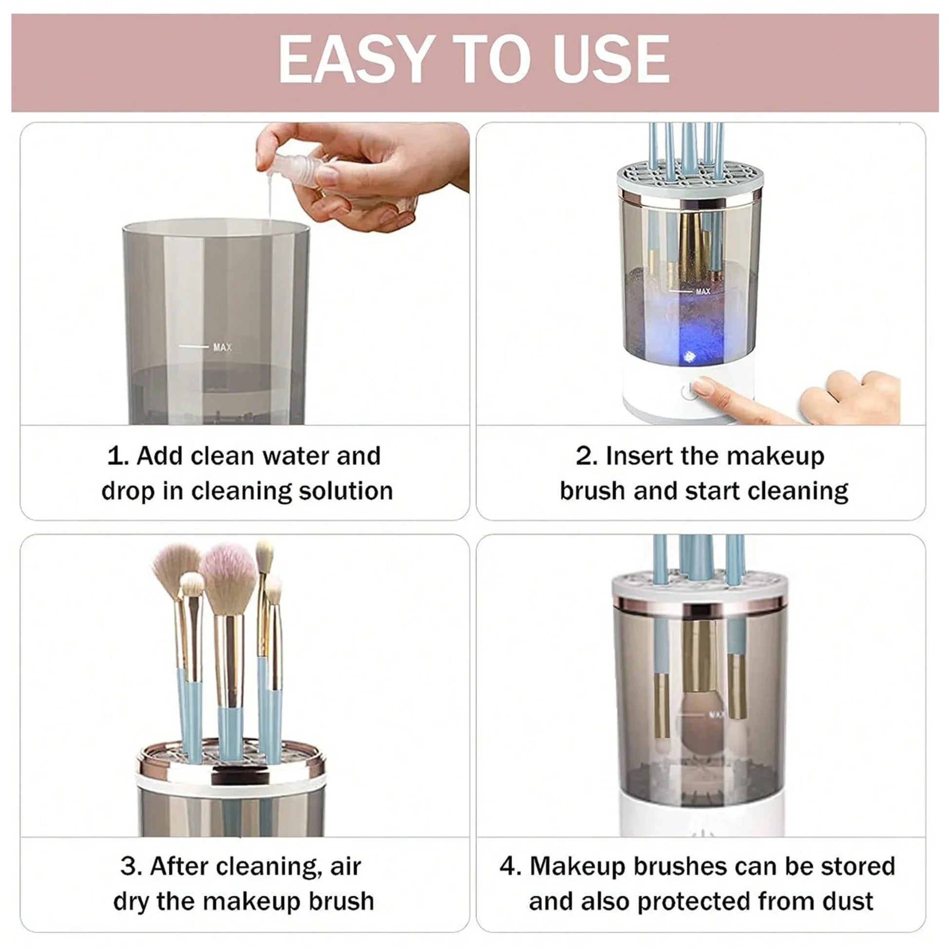 3-in-1 Automatic Makeup Brush Cleaner, Dryer and Storage Stand - Homevalley.co.uk