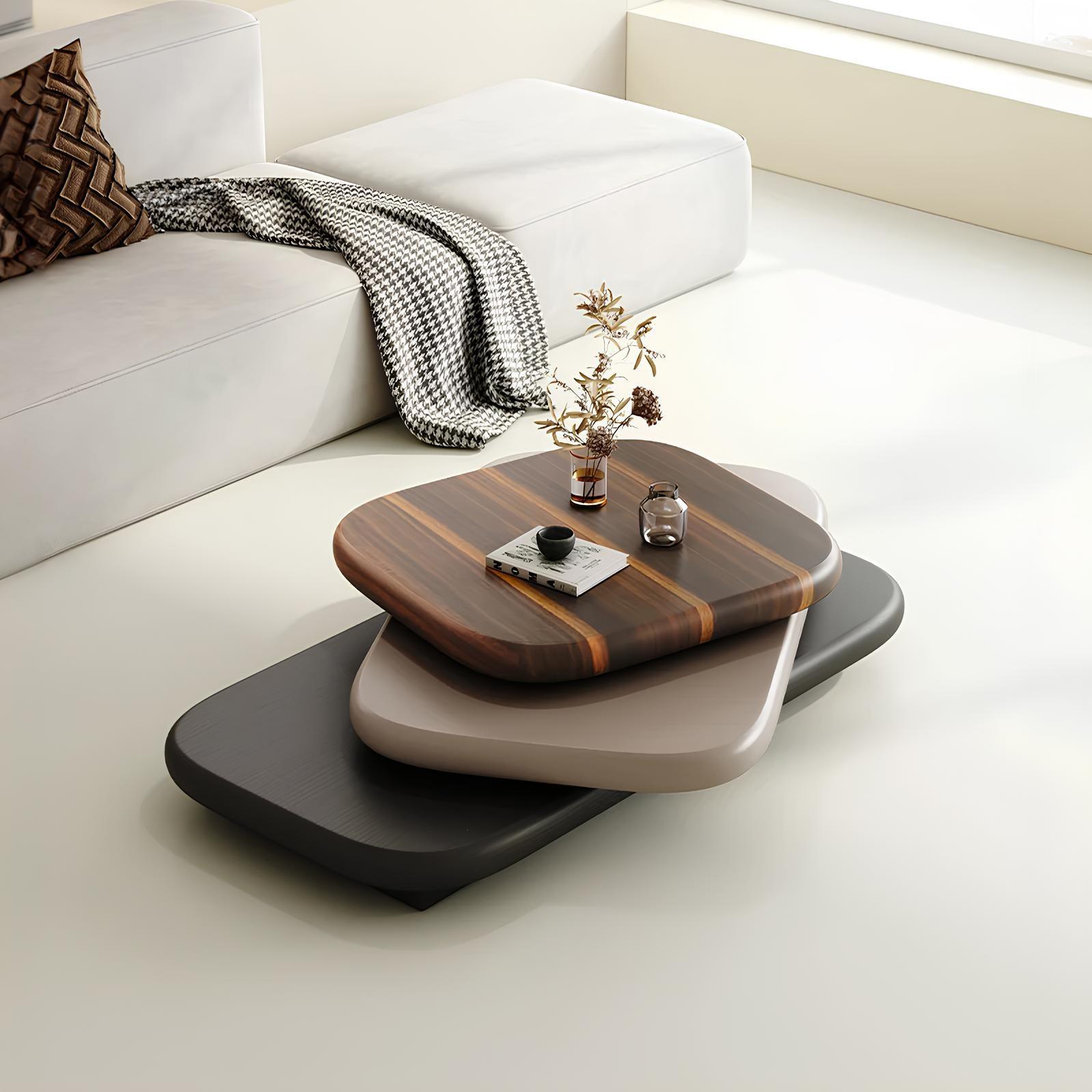 3 Layers Wooden Rotating Coffee Table - Homevalley.co.uk