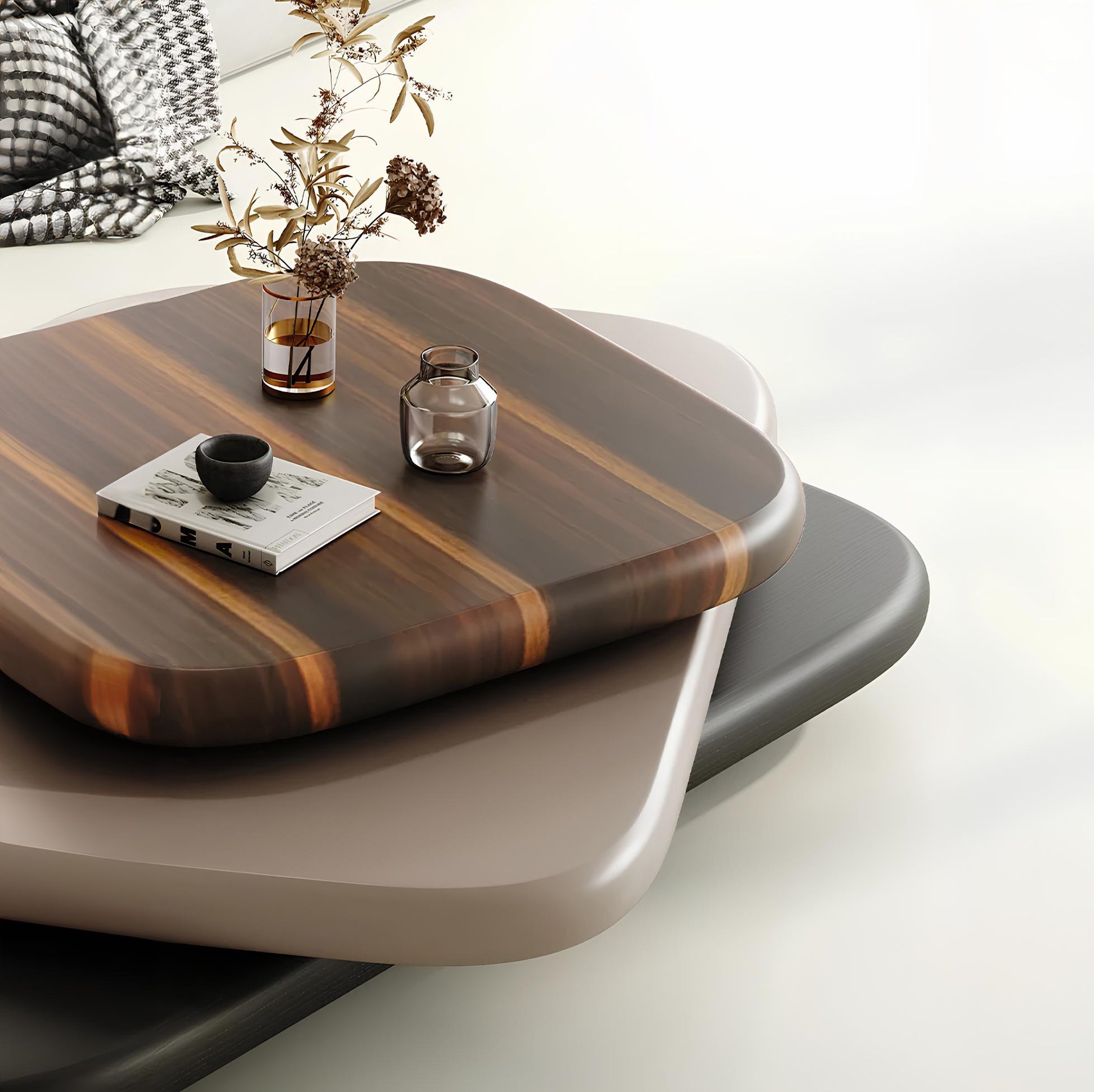 3 Layers Wooden Rotating Coffee Table - Homevalley.co.uk
