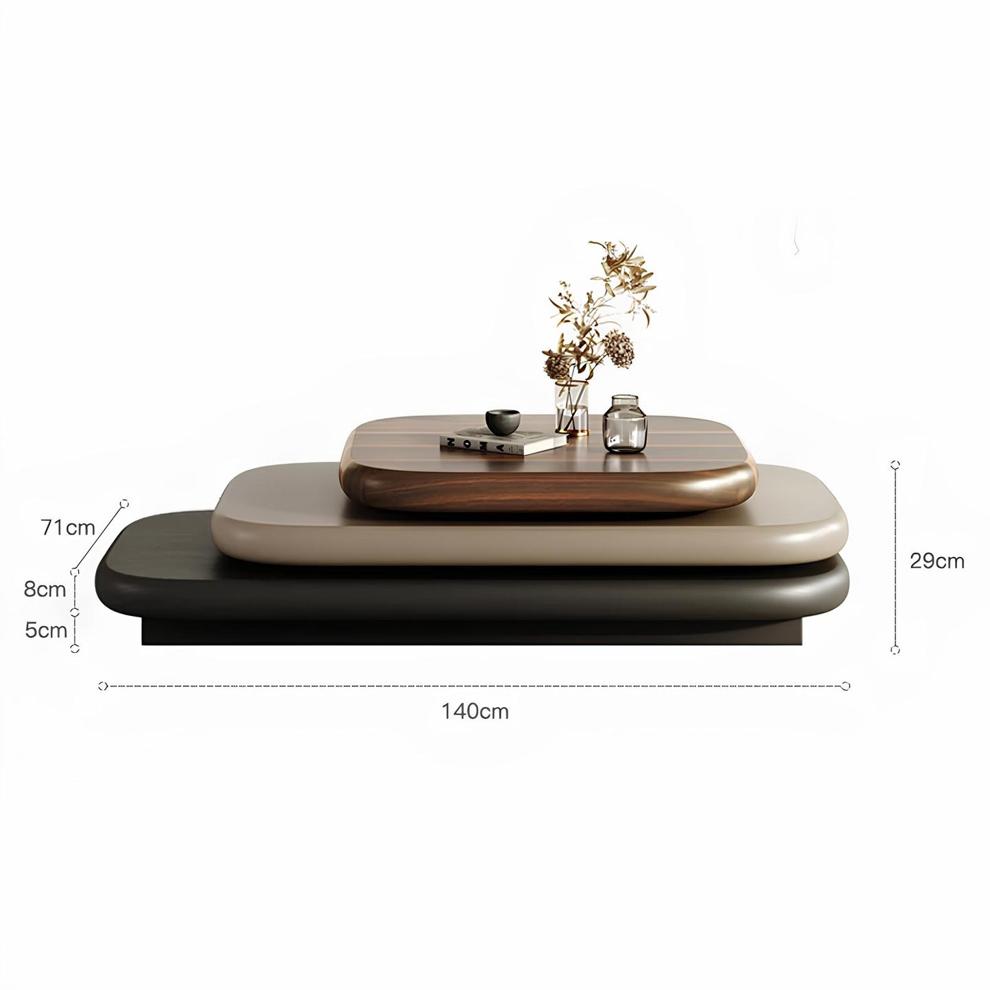 3 Layers Wooden Rotating Coffee Table - Homevalley.co.uk