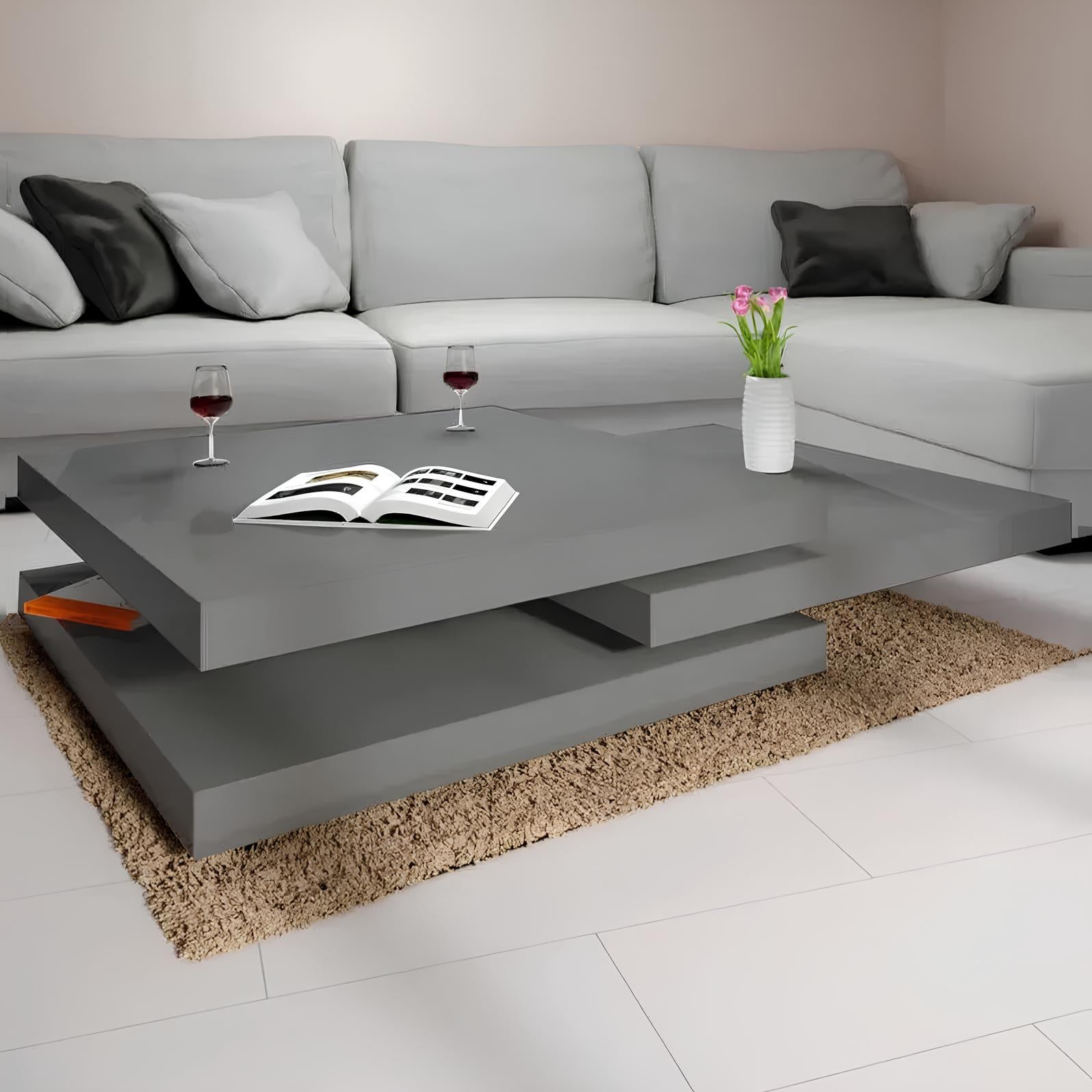 360° Rotating Design Modular Modern Square Coffee Table - Homevalley.co.uk