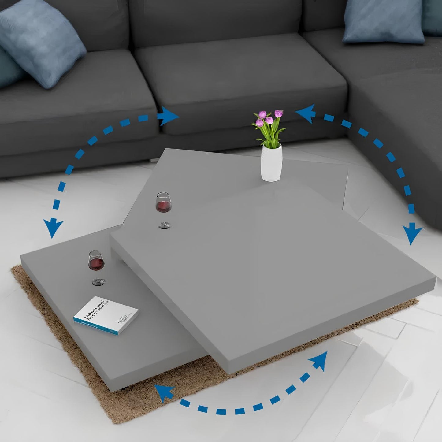 360° Rotating Design Modular Modern Square Coffee Table - Homevalley.co.uk