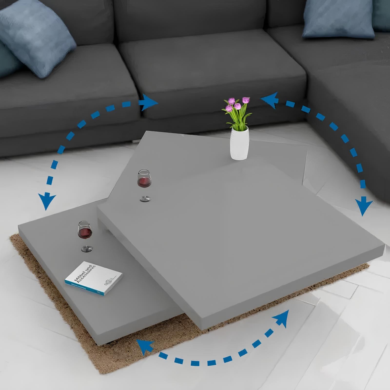 360° Rotating Design Modular Modern Square Coffee Table - Homevalley.co.uk