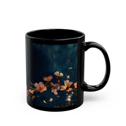 Moon and Flowers Black Coffee Mug,Tea Cup, Floral Mug, Gift for Her, Mother's Day, Gift Idea (11oz, 15oz) - Homevalley.co.uk
