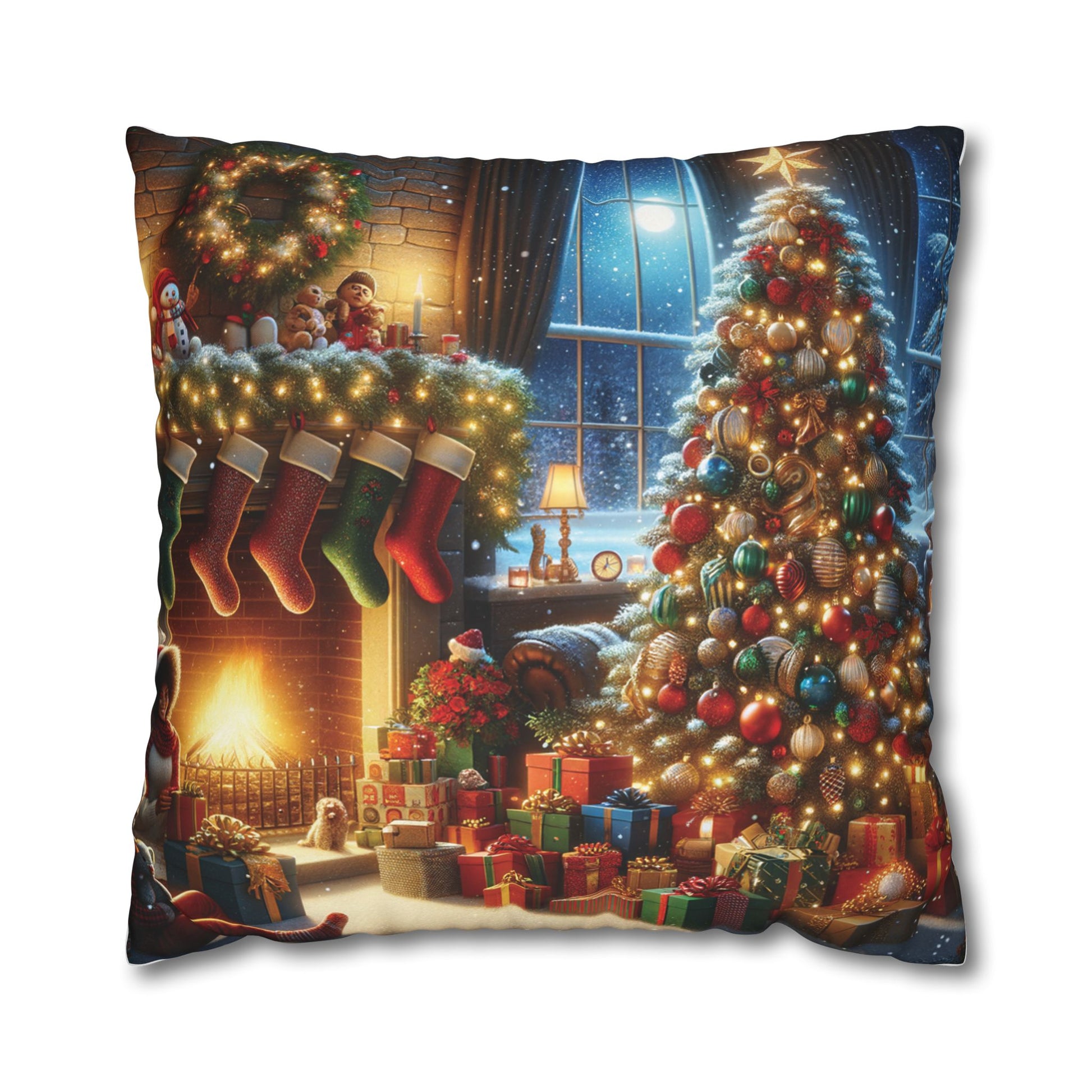 Christmas Square Pillowcase, Holiday Cushion Cover, Festive Throw Pillow, Xmas Decor, Home Decor Gift - Homevalley.co.uk
