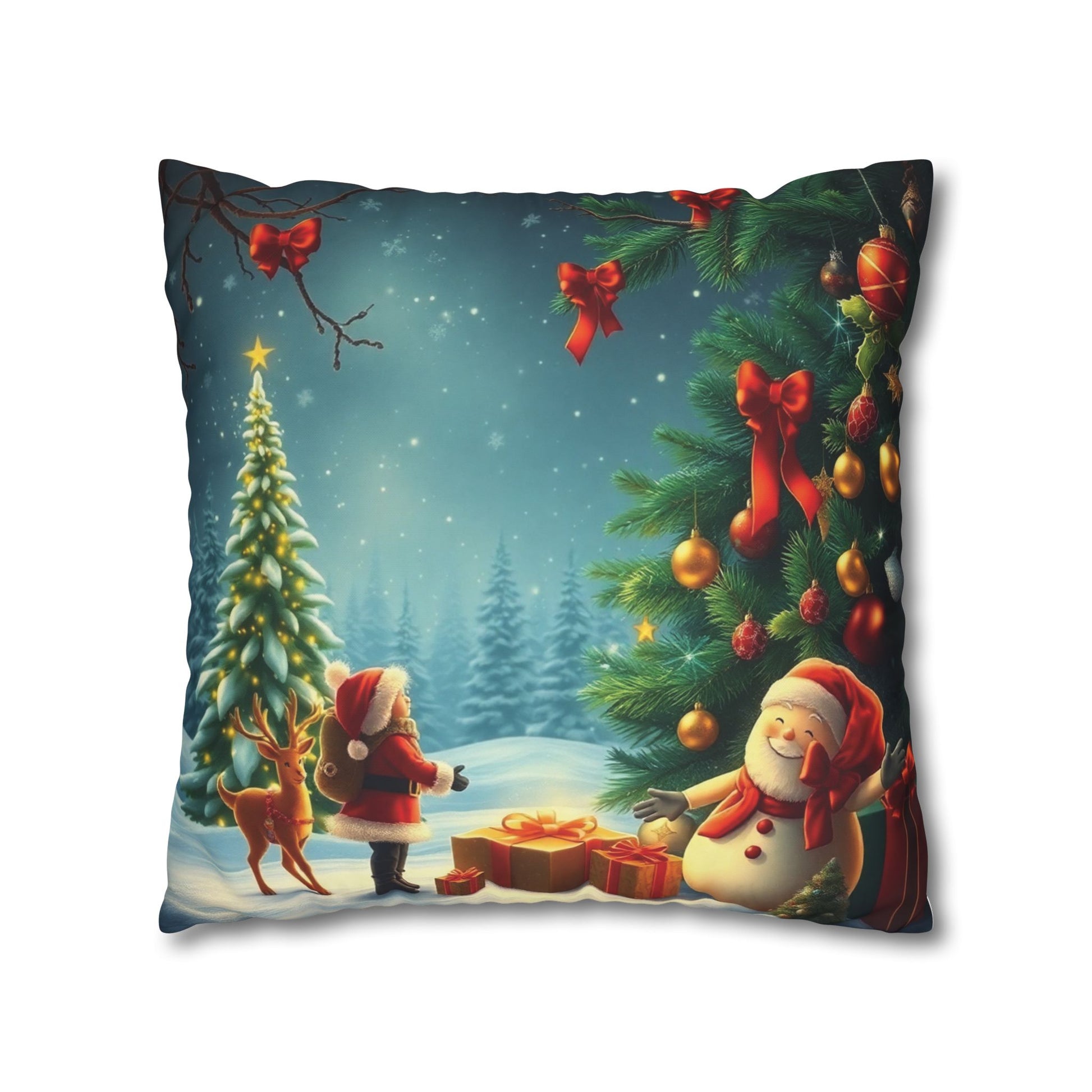 Christmas Square Pillowcase, Holiday Cushion Cover, Festive Throw Pillow, Xmas Decor, Home Decor Gift - Homevalley.co.uk