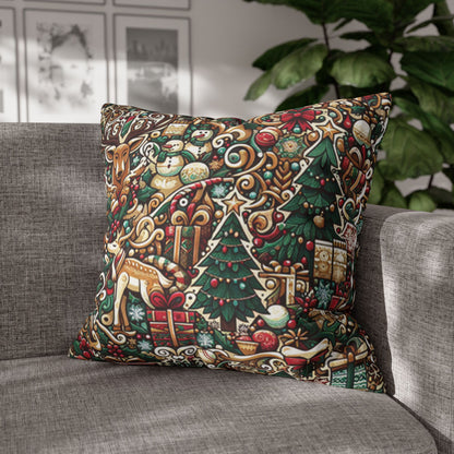 Christmas Square Pillowcase, Holiday Cushion Cover, Festive Throw Pillow, Xmas Decor, Home Decor Gift - Homevalley.co.uk