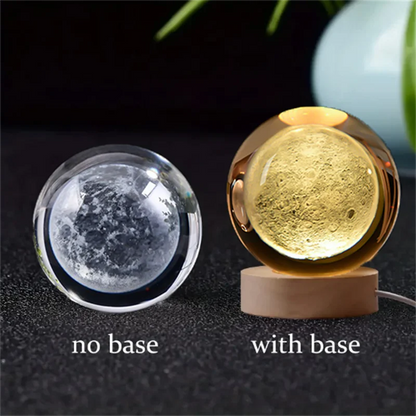 3D Laser Engraved Crystal Ball Glass LED Warm Night Light - Homevalley.co.uk