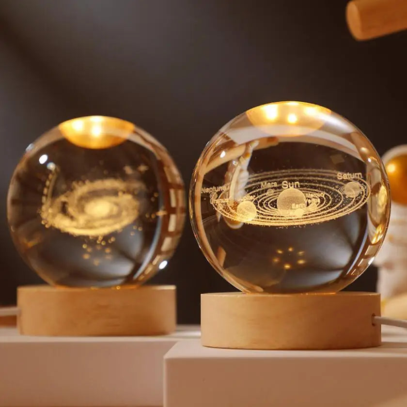 3D Laser Engraved Crystal Ball Glass LED Warm Night Light - Homevalley.co.uk
