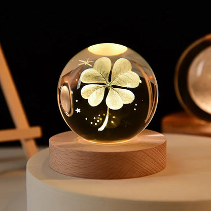 3D Laser Engraved Crystal Ball Glass LED Warm Night Light - Homevalley.co.uk