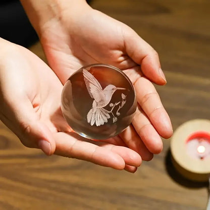 3D Laser Engraved Hummingbird Crystal Ball Ornament Gift - Homevalley.co.uk