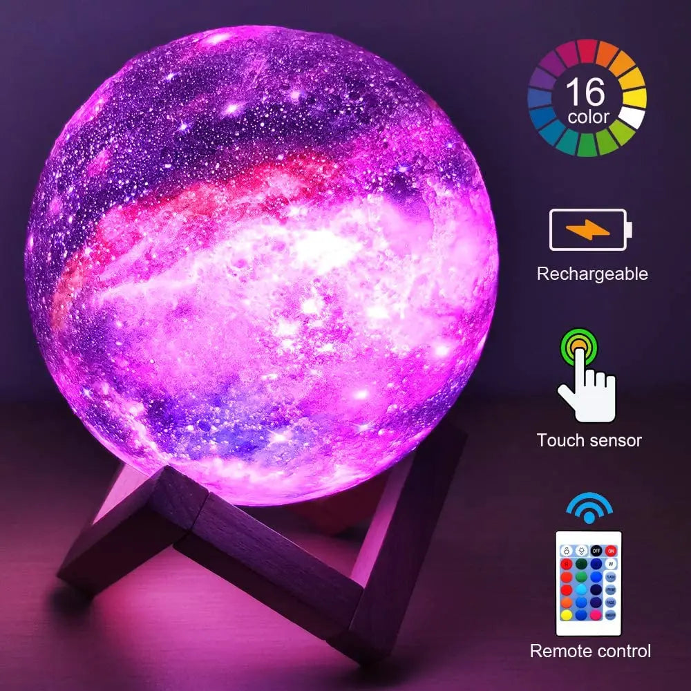 3D LED Moon Table Lamp, Night Lamp, Galaxy Lamp - Homevalley.co.uk