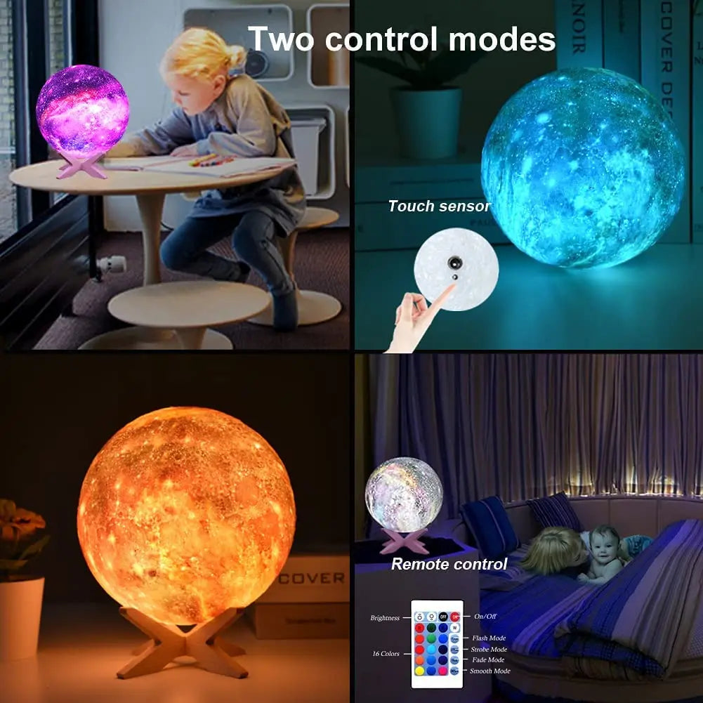 3D LED Moon Table Lamp, Night Lamp, Galaxy Lamp - Homevalley.co.uk