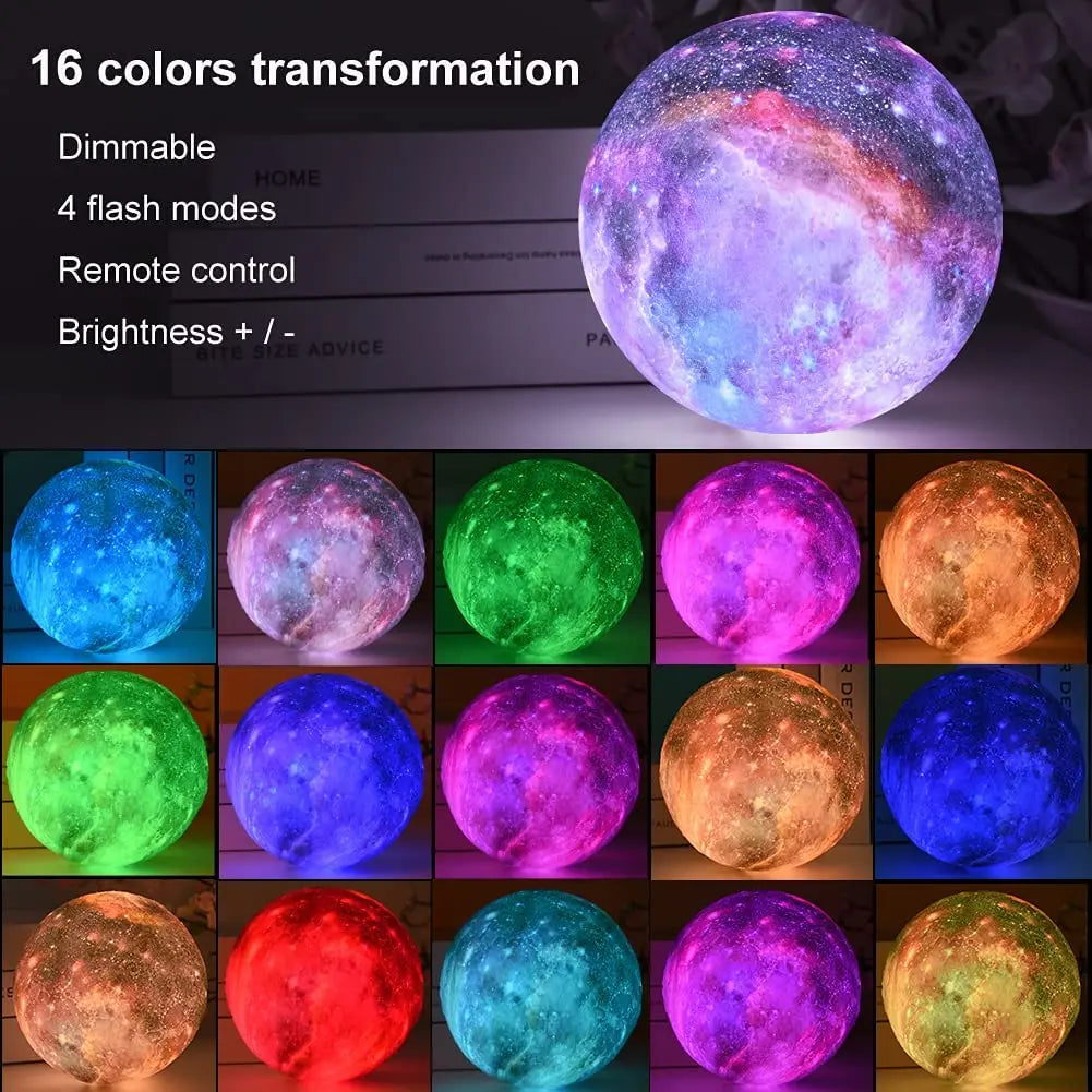 3D LED Moon Table Lamp, Night Lamp, Galaxy Lamp - Homevalley.co.uk