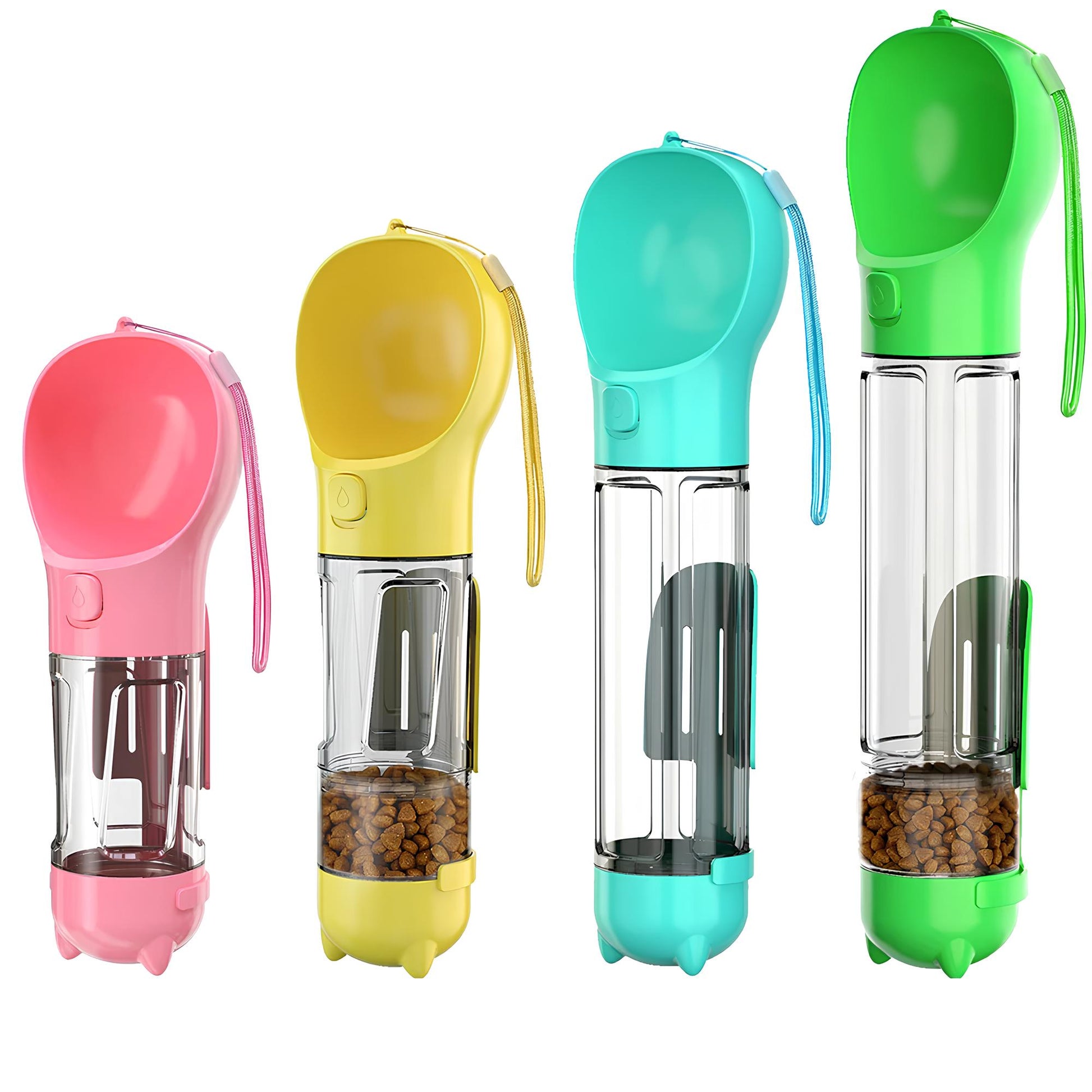 4 in1 Portable Cat Dog Water Bottle Feeder Drinker Poop Bag Dispenser - Homevalley.co.uk