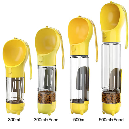 4 in1 Portable Cat Dog Water Bottle Feeder Drinker Poop Bag Dispenser - Homevalley.co.uk