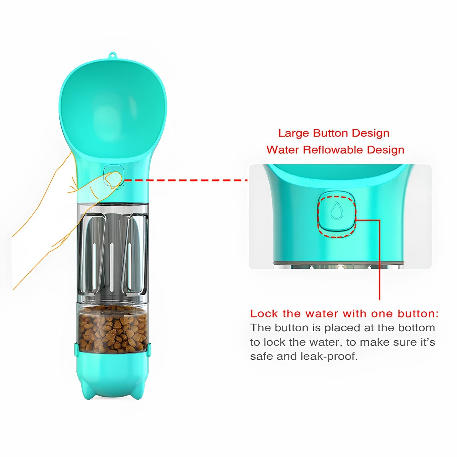 4 in1 Portable Cat Dog Water Bottle Feeder Drinker Poop Bag Dispenser - Homevalley.co.uk