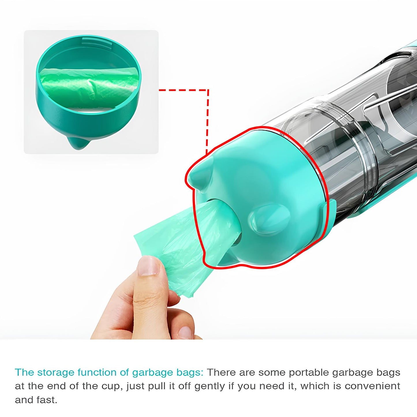 4 in1 Portable Cat Dog Water Bottle Feeder Drinker Poop Bag Dispenser - Homevalley.co.uk