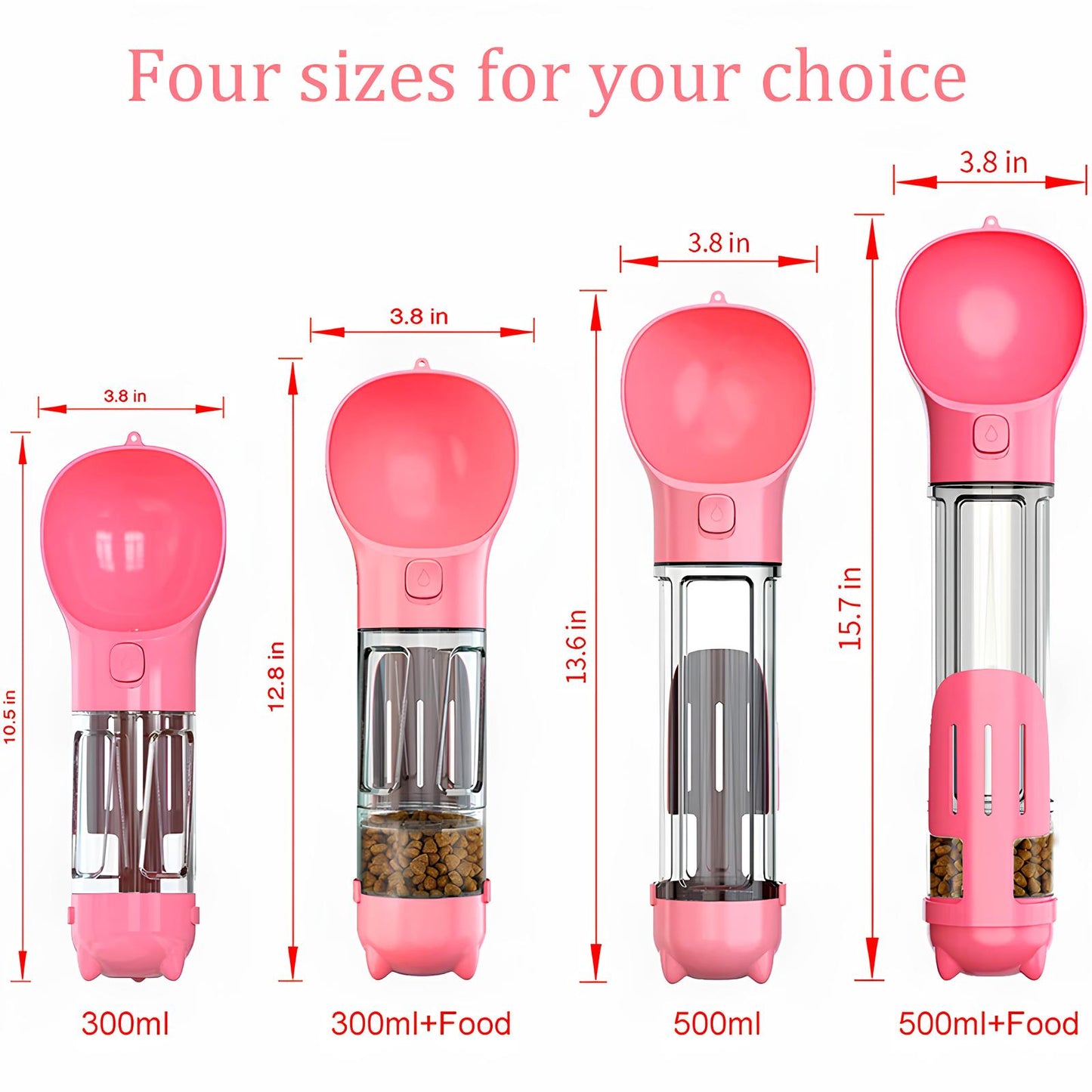 4 in1 Portable Cat Dog Water Bottle Feeder Drinker Poop Bag Dispenser - Homevalley.co.uk
